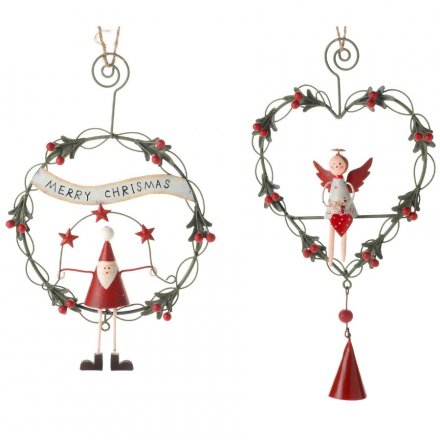 Two assorted hanging metal Christmas decorations by Heaven Sends