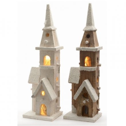 Wooden Xmas Chapel LED Light Up