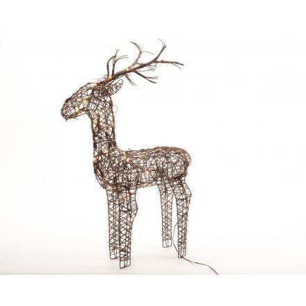 Brown Wicker LED Reindeer, 83cm 
