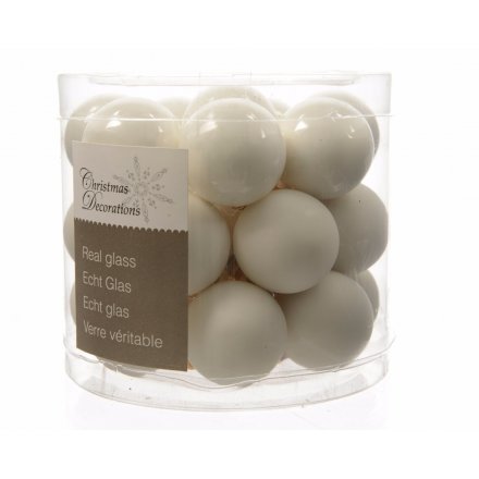 24 Pack Small Wool White Baubles