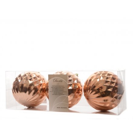 Geometric Vogue Bauble Almond Shiny 3 Pack