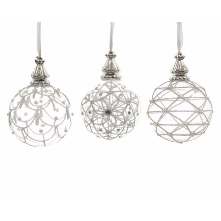 Clear Glass Luxe Baubles 12 CDU