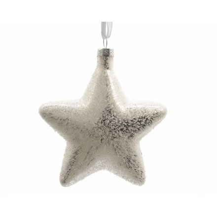 Vintage Glass Star Silver Frost 10cm