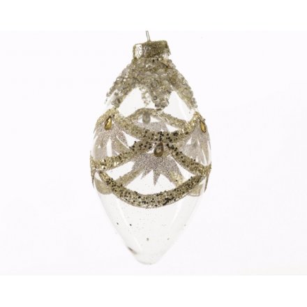 Glass Olive With Glitter