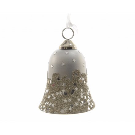 Glass Bells W/Silver Stars, Pack of 2