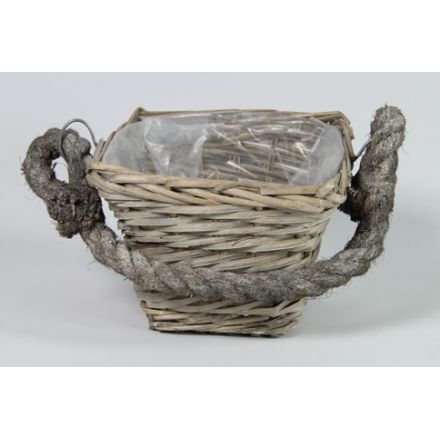 Square Planter Basket With Rope Handles