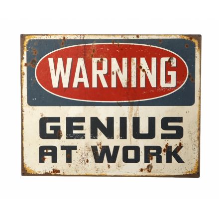 Warning Genius Plaque