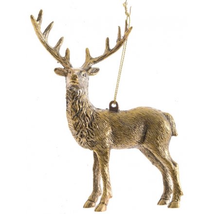 Gold Antique Hanging Deer Dec 15cm