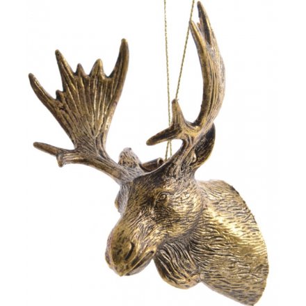 Gold Antique Moose Head Hanger 12cm