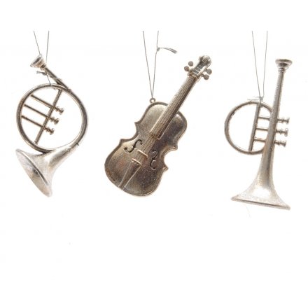 Silver Instrument Hanging Violin Trumpet Horn 13cm