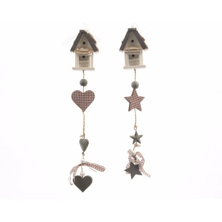 Star and Heart Hanging House Decorations, 2a 35cm