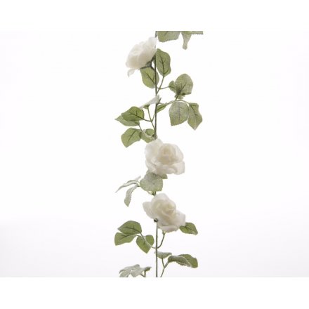Silk Rose Garland Snow Finish 170cm