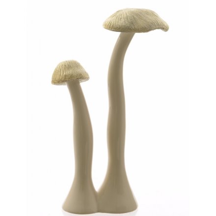 A stunning large mushroom ornament in a stylish champagne gold colour.