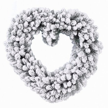 Xmas Snow Heart Wreath 50cm XL