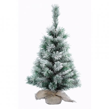Large Snowy Vancouver Mini Tree with Hessian 90cm