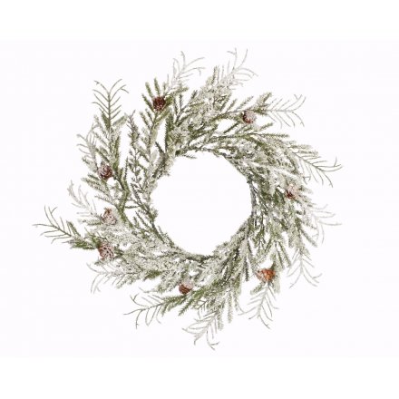 Snowy Wreath With Pinecones, 40cm