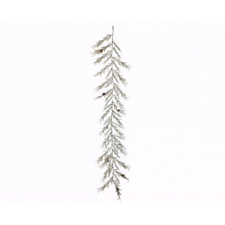 Snowy Garland With Pinecones 180cm