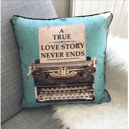 Shabby chic style cushion with vintage print