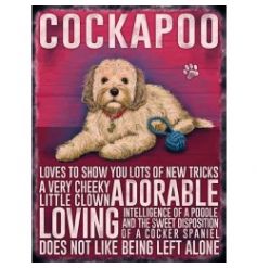 Hanging metal sign with jute string and colourful Cockapoo image