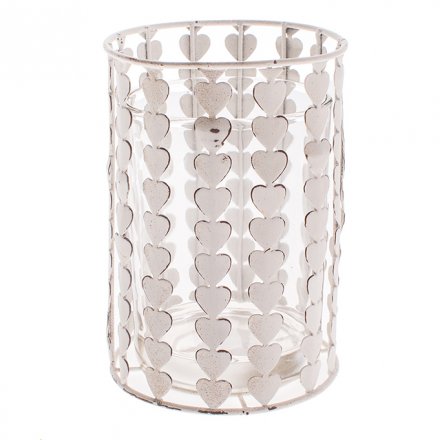 Metal Heart Candle Holder With Glass