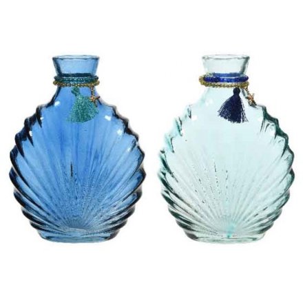 Assorted Blue Shell Vases