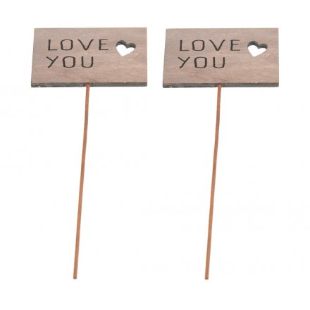 Pack of 10 Wooden Signs Love You 20cm x 8cm