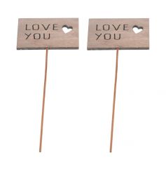 Rustic wooden love you signs with heart cutout