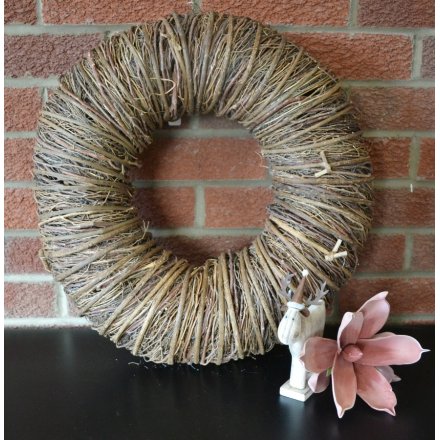 Festive twig wreath in a rustic design