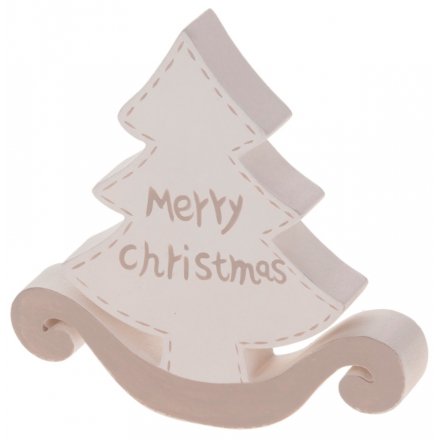 Wooden Chic Standing Tree Decoration 14cm