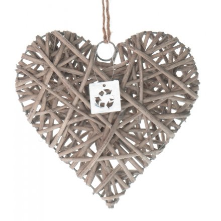 Willow Shabby Hanging Heart Large 25cm