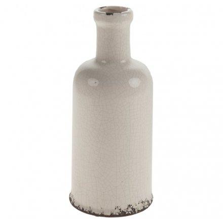 Ceramic Bottle Antique White Large 26cm