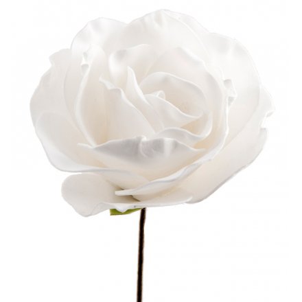 Artificial White Rose Foam 12cm