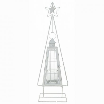 Metal Lantern Standing With Wooden Star 