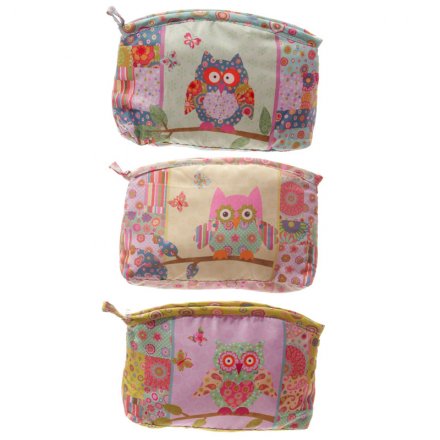 Cute Patchwork Owl Zip Bags 