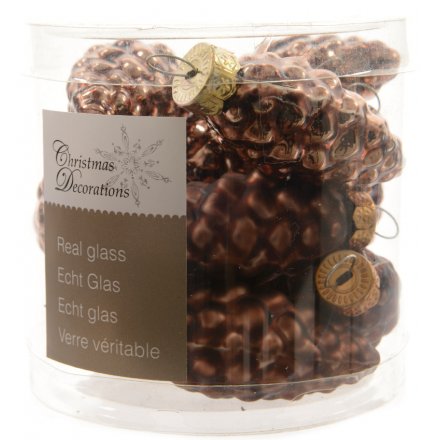 Glass Pine Cone Decorations Pack of 12