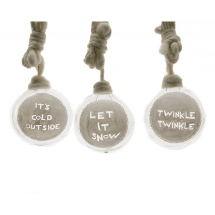 Xmas Glass Baubles With Text and Felt 10cm