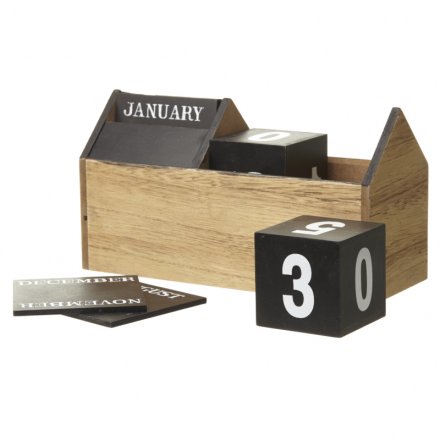 Wooden Block Month & Day Desk Calendar 