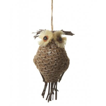 Rustic Hanging Owl Decoration
