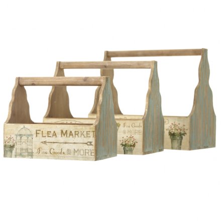 Antique Style Wooden Trug Set