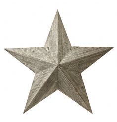 A stylish wooden 3D star with a distressed finish. A good luck item for the home.