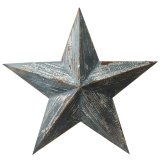 A 3D wooden hanging star with a distressed white wash finish. Hang around the home for good luck.