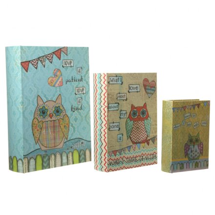 Owl Canvas Book Storage Boxes Set of 3