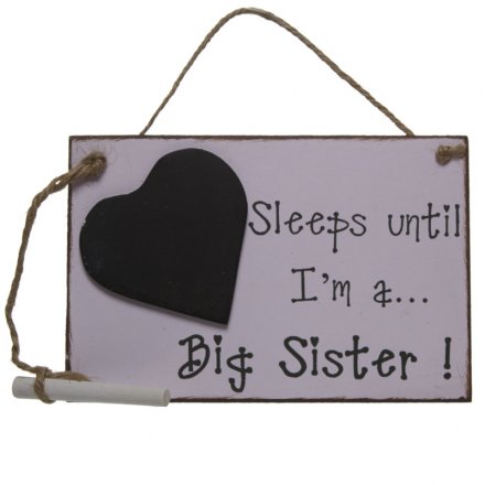 Sleeps Until Big Sister Chalkboard Countdown Sign