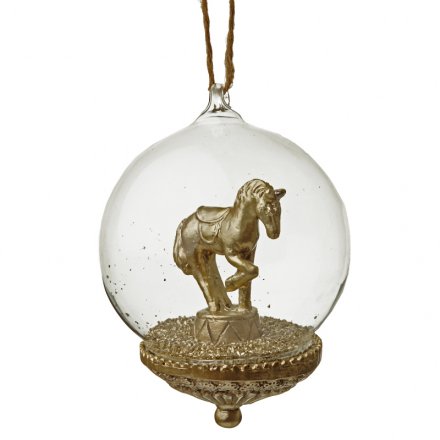 Gold Horse In Glass Bauble