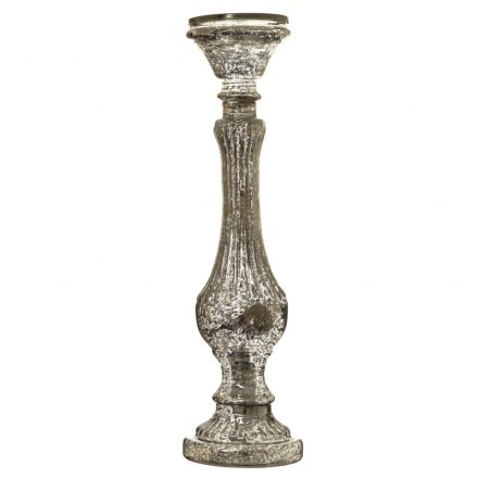 Silver Glass Candlestick Large