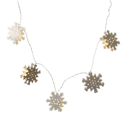Wooden Snowflake Garland W/led Light