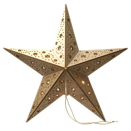 Hanging Wooden Star with LED 30cm