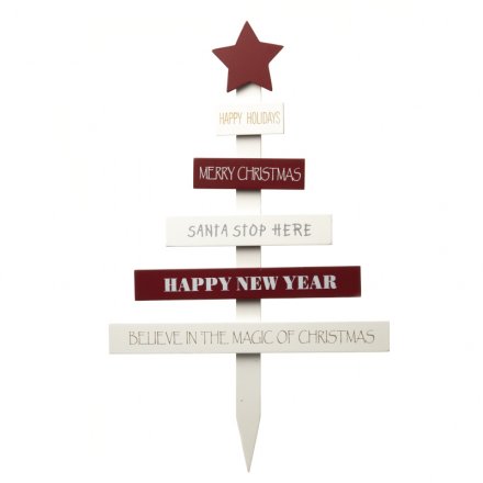 Happy New Year And Christmas Tree Sign