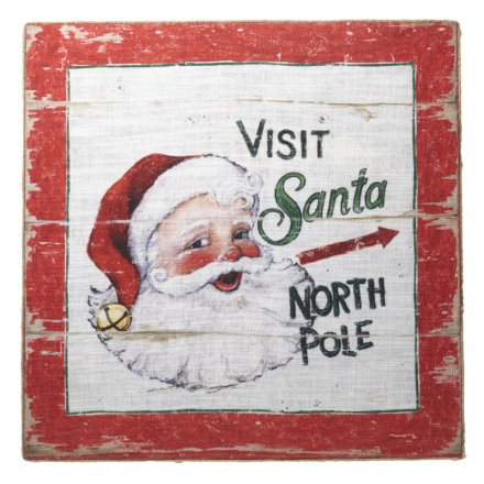 Vintage Visit Santa Sign 43cm
