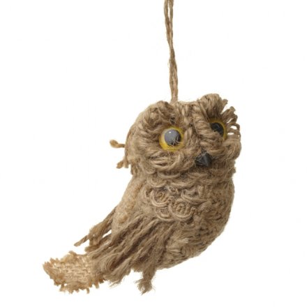 Hanging Jute Owl Decoration 10cm